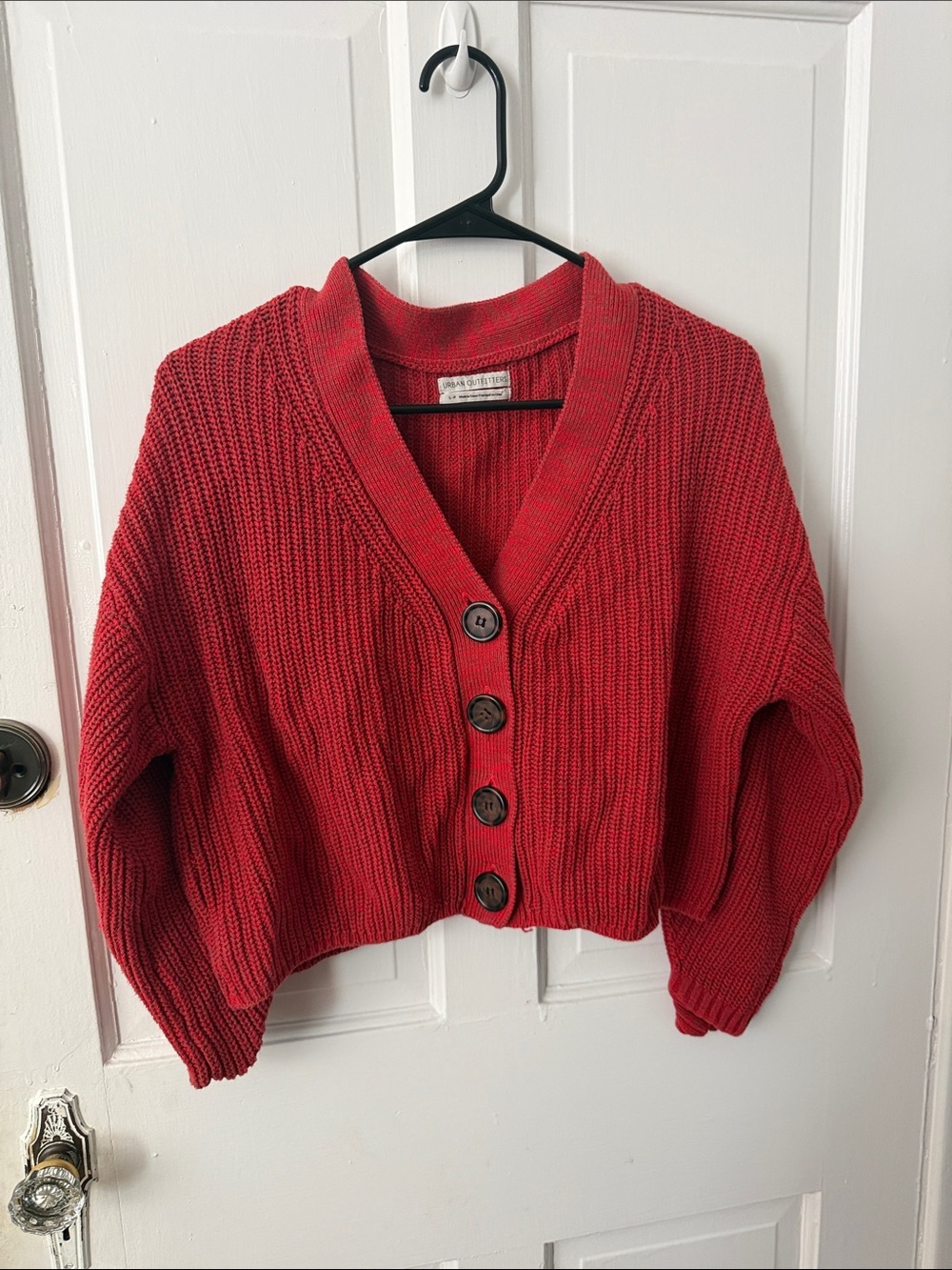 Urban Outfitters Red Chunky Button-Front Cardigan